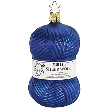 Boule de Noël « pelote de laine », bleu foncé, 11 cm