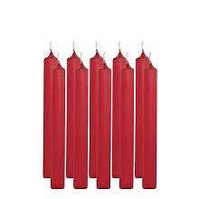 Bougies chandelles, rouge carmin, 2 cm Ø, 17,5 cm de haut, 10 pièces