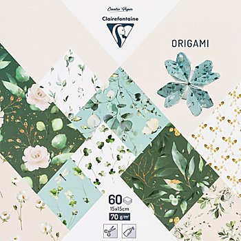 Papier origami 'plantes', 15 x 15 cm, 60 feuilles
