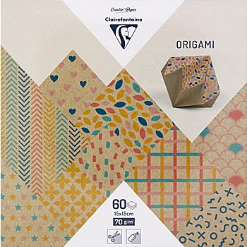 Clairefontaine Papier origami 'papier kraft', 15 x 15 cm, 60 feuilles