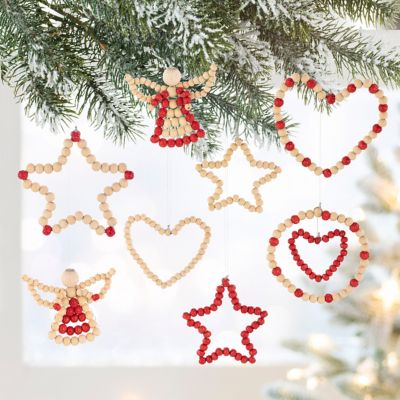 buttinette Kit créatif « ange, étoile et cœur », rouge/nature, 8 pièces