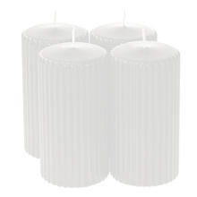 Bougies cylindriques rainurées, blanc, 4 pièces