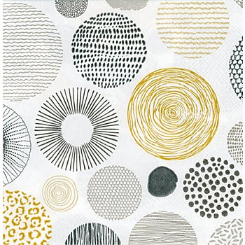 Serviettes en papier « cercles à motifs », 33 x 33 cm, 20 pièces