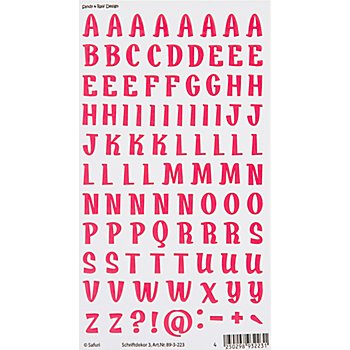 Porzellansticker 'Buchstaben/Zeichen', pink, 1 Bogen