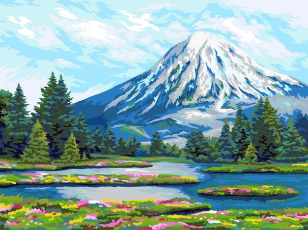 Kit peinture par numéros sur toile « paysage de montagne », 40 x 50 cm