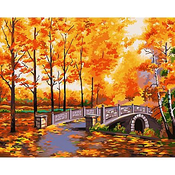 Kit peinture par numéros sur toile « promenade en automne », 40 x 50 cm