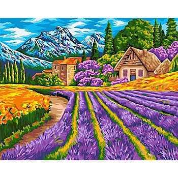 Malen nach Zahlen auf Leinwand 'Lavendelfeld', 40 x 50 cm