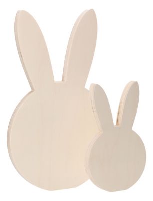 Lapins en bois, 33 et 20 cm, 2 pièces