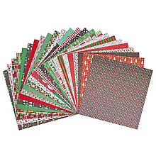 Papiers à motifs « Noël », rouge, 20 x 20 cm, 24 feuilles