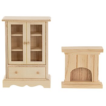 Miniatures « armoire et cheminée », 2 pièces