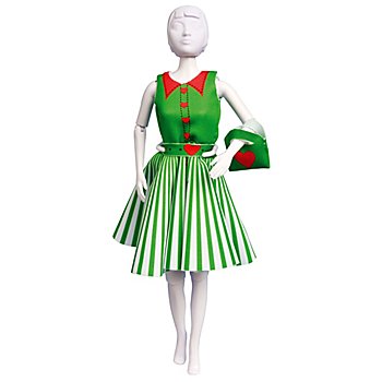 Kit de couture robe de poupée, « vert à rayures »