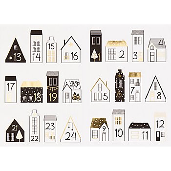 Stickers chiffres pour calendrier de l'Avent 'maisons', 24 pièces