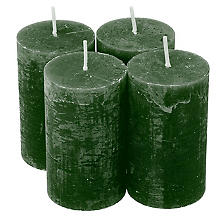 Hochwertige Rustik-Kerzen, jägergrün, 11 x 7 cm, 4 Stück