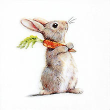Serviettes en papier 'lapin avec carotte', 33 x 33 cm, 20 pièces