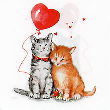 Serviettes en papier 'chats amoureux', 33 x 33 cm, 20 pièces