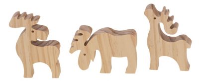 Holz-Rentiere, natur, 3 Stück
