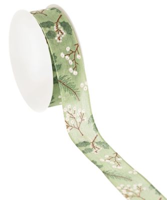 Ruban en tissu 'branches', vert, 25 mm, 5 m 