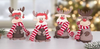 buttinette Kit créatif 'rennes en pot de terre cuite', 4 pièces