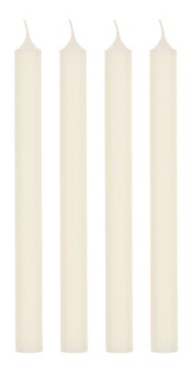 Rustikale Stabkerzen, wollweiß, 25 x 2,2 cm, 4 Stück 