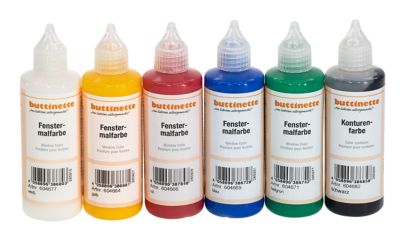 buttinette raamverf 'Basiskleuren', 6x 80 ml