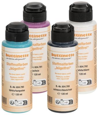 buttinette Stoffmalfarbe bügelfrei in verschiedenen Farbtönen, 120 ml