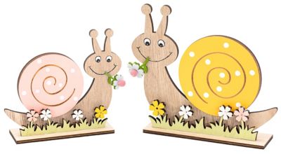 Deko-Schnecken, rosa und gelb, 2 Stück
