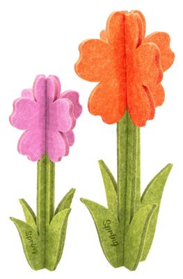 Filz-Blumen, orange und violett, 2 Stück