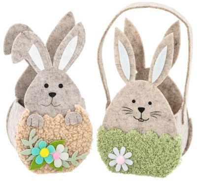 Filz-Körbchen 'Hase', grau, 2 Stück