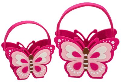 Filz-Körbchen 'Schmetterling', pink, 2 Stück