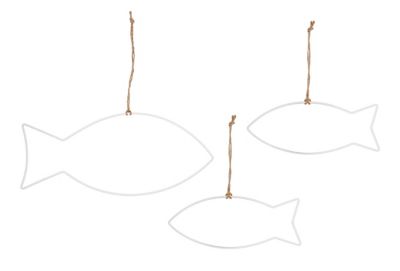 Drahtformen 'Fisch', weiß, 24–34,5 cm, 3 Stück