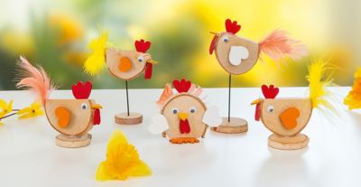 buttinette Bastel-Set 'Birken-Hühner', 5 Stück