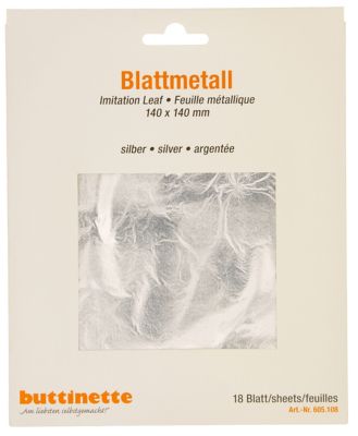 buttinette Blattmetall silber, 14 x 14 cm, 18 Blatt