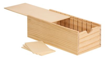 Karteikasten aus Holz, 28 x 12,6 x 9 cm