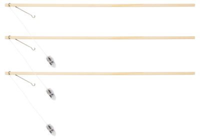 Lantaarnstok van hout, met LED, 50 cm, set van 3
