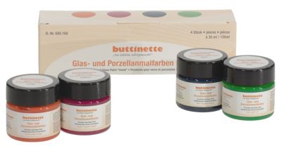 buttinette Peinture pour porcelaine et verre, 4x 30 ml