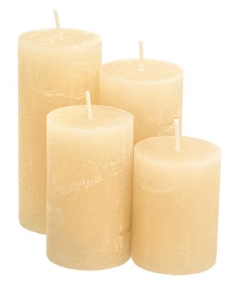 Rustikale Kerzen, creme, abgestuft, 4 Stück