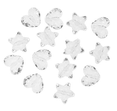 Acrylaatstenen 'Hart en Ster', transparant, 18–20 mm, 20 stuks