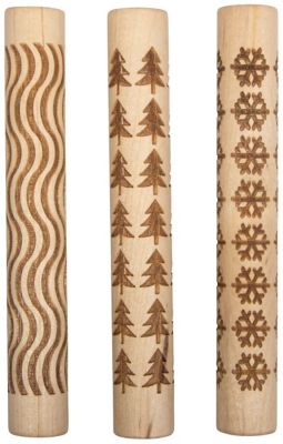 Houten motiefroller 'Tree', 3 stuks