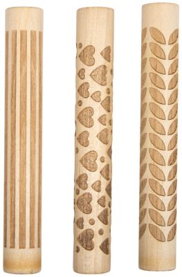 Houten motiefrollers 'Love', 3 stuks