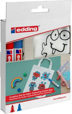 edding Kinder-Baumwollbeutel-Set 'Monster', mit 2 Stiften