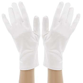 Satin-Handschuhe, weiß, 23 cm