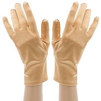 Satin-Handschuhe, gold, 23 cm
