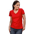 T-shirt col V pour femmes, rouge