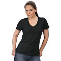 Shirt mit V-Aussschnitt für Damen, schwarz