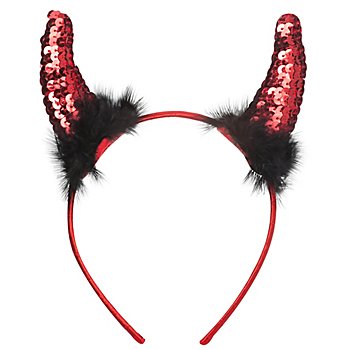 Pailletten-Haarreif 'Teufelshörner', rot