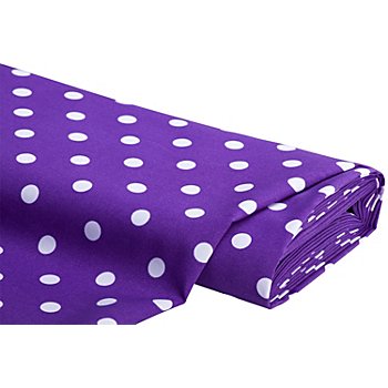 Tissu polyester 'pois', violet/blanc