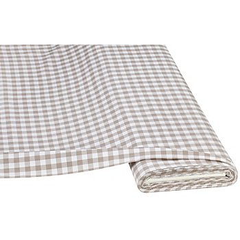 Tissu coton 'carreaux vichy', 1 x 1 cm, taupe/blanc