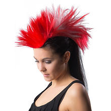 Irokesen-Haarteil, rot/weiß