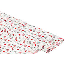 Tissu coton 'sapins de Noël', blanc/rouge/gris