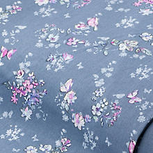 Baumwollstoff 'Nostalgie Blümchen', jeansblau-color